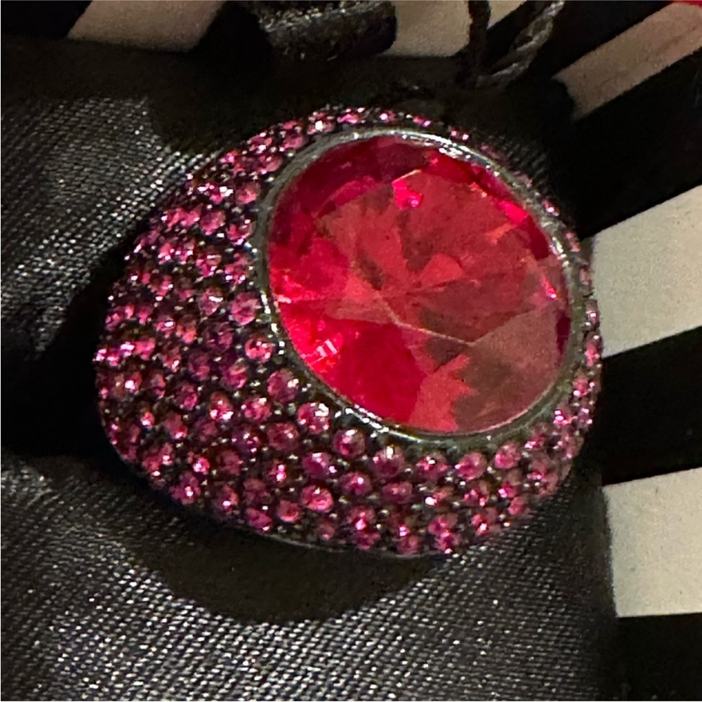 Juicy Couture Pink /red sparkly Crystal Cocktail Ring